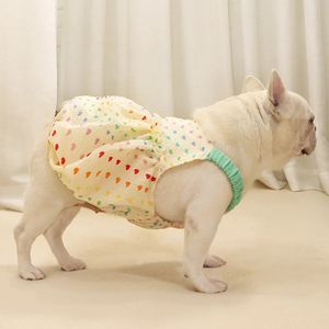 Śliczna sukienka dla psów sercowych letnia ubrania francuskie buldog ubranie pudle bichon schnaucerze spódnica odzież sukienki dla zwierząt domowych 240228