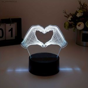 Table Lamps 1pc Finger Heart Night Light 7ColorC hangingL EDT ableL ampW ithT ouchC ontrolU SBP owered3 DO pticalI llusionL ampF orB edroomN urseryB edsideH ome