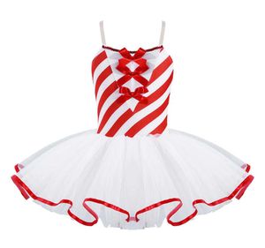 Sleeveless Adjustable Straps Bowknot Striped Tutu Dress Kids Girls Gymnastics Figure Ice Skating Dress Christmas Dance Costume G105953570