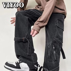 Womens Mens Y2K Clothes Jeans Clothing Cargo Pant Wide Leg Flared Denim Pants Streetwear Baggy Jeans Straight Trousers For Men 240309