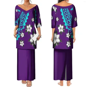 Partykleider Damen V-Ausschnitt Kleid Puletasi Hawaiian Polynesian Tribe Design Unterstützung Anpassung