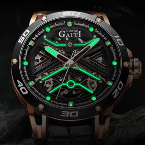 Designer High Quality Men Mechanical New Genuine Leather Waterproof Night Glow Fashion Trend Men's Watch