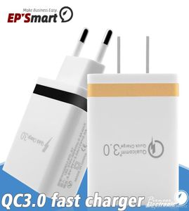 QC 30 WALL Snabbladdare Travel Mic USB 3A Adapter Charge Telefonadaptrar EU US Portable Fast Charging för iPhone 12 11 Pro Max SA1686503