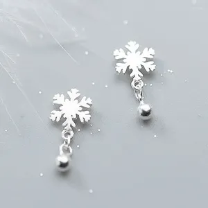 Stud Earrings Trendy Silver Color Snowflake Pendant Ball Matte For Women Girl Gift Fashion Jewelry Dropship Wholesale