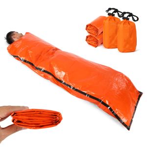 Gear 2 PCS Emergency Filt med kompression Sack Portable Lightweight Emergency Sleeping Bag for Camping Travel vandring ryggsäck