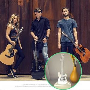 Table Lamps 1pc 7 colors 3D Guitar Shape Night Light - Acrylic Plate Black + Warm White Base LED Decorative Lamp - Perfect Halloween and Christmas Gift