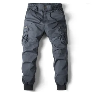 Calças masculinas carga homens jogging casual algodão cintura elástica militar homens streetwear trabalho tático calças plus size