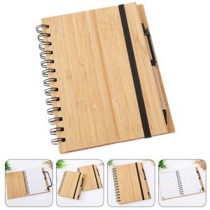 Wood Grain Note Pad Subject Pads Work Notebook Writing Diary A5 Bamboo Monthly Planner Book Notbook 240311