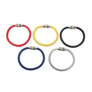 Bandanas gewebtes Armband, Kombination aus Rot, Blau, Silber, Gelb, Marineblau, Magnetverschluss, Lederarmbänder, weit verbreitet als Geschenk
