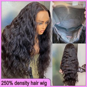 Grade 12A 250% Density Malaysian Peruvian Indian Brazilian Black Body Wave 13x4 Brown Lace Frontal Wig 28 Inch 100% Raw Virgin Human Hair