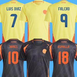 2024 Jerseys de futebol da Colômbia 10 Valderrama Luis Diaz Falcao James Home 24 25 Camisa de futebol da Colômbia Cuadrado Seleção Nacional Homens Kit Camiseta de Futbol