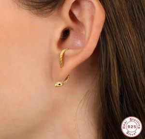 Studörhängen Aide 925 Sterling Silver Punk Studs Snake Shaped Earring for Women Personlighet Creatiive Animal Fashion Ear Clips Jewel