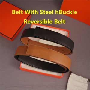 Cinture reversibili Cintura di design con cintura in acciaio con fibbia H per uomo e donna Cintura alla moda in pelle di vacchetta inclusa Borsa Box251r