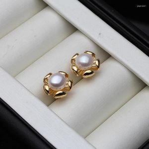 Stud Earrings Genuine Cultured Freshwater Pearl Earring 925 Silver Wedding Cute White Girl Birthday