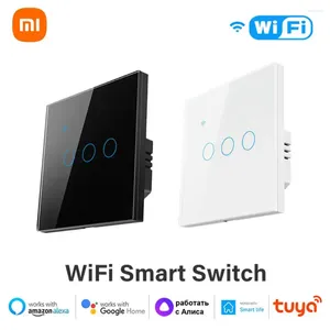 Controle Home Inteligente Xiaomi WiFi Interruptor de Parede Neutro Fio Necessário 1/2/3/4 Gang Touch Funciona com Life App Alexa Google