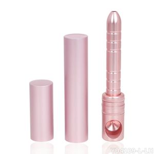 Pink Long 134mm Portable Lipstick Metal Reting Pipes Tobak Cigarettkvinnor rör mode Magic Aluminium Alloy Metal Lipstick Shaped Mini Pipes Lady Gift