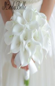 Vintage 2018 Özel Beyaz Calla Lily Buket Düğün Çiçekleri Kristal El Gelin Çiçekleri Yapay Düğün Buketleri Dekor3775479