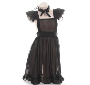 Schwarz Weiß Sexy Französisch Maid Schürze Für Frau Mädchen Kostüm Cosplay Diener Lolita Kleid Schlafzimmer Haushalt Schürze Spitze Durchscheinend F16797819