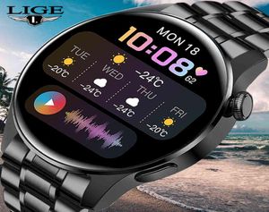 LIGE 2021 Bluetooth Anruf Smart Uhr Männer Voller Touchscreen Sport Fitness IP67 Wasserdicht Geeignet Für Android IOSBox1277946