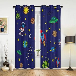 Gardiner utrymme astronaut raketmåne planet gardiner för sovrum vardagsrum draperier kök barn rum fönster gardin hem dekor
