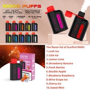 Spanien Vapes Sunfire Tornado 10000 Puff 15k Einweg-E-Zigaretten 20 ml Vape wiederaufladbar 650 mAh RM Vape 10000 Puff Puffs 15000 Puffs 12000 9K 10K Puffs Vapers Cola Ice