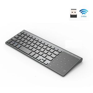 Slim 24G Wireless tangentbord med pekplattor Musnummer numerisk USB -knapptyg för Android Windows Desktop Laptop TV Box 240309