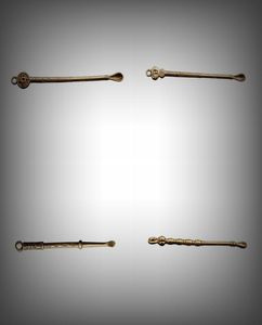 Son antik pirinç altın taşınabilir kaşık kürek kepçesi kepçesi anahtar anahtarlık yüzüğü Snuff Sniffer Miller Hookah Sigara Hold2592332