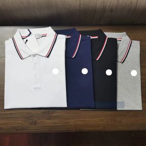 Erkek Polo Gömlek Tasarımcısı T Yeni trend erkekler işlemeli düz renkli çizgili yaka markası kısa kollu polos gömlekleri yaz rahat nefes alabilen tişört