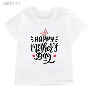 T-shirt Happy White MotherS Day Children Tshirt Girls Flower Heart T Short Day Outfit ldd240314