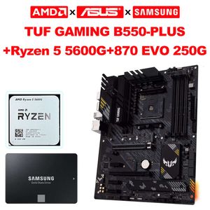 ASUS Nuova TUF GAMING B550M PLUS 128GB Scheda Madre + AMD Nuova Ryzen 5 5600G CPU 3.9GHz Six-Core + SAMSUNG 870 EVO 250G SSD