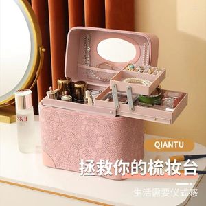 Kosmetiska väskor 2024 Makeup Head Ornament Case Suitcase Stor kapacitet Skincare Cosmetics Lagring Box