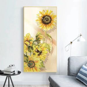 Stitch Sunflower Modern Art Diy Diamond Målning Full borr Diamond Embrodery Kit Flower Cross Stitch Bedroom Corridor Wall Home Decor