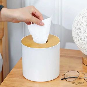 Tissue Boxes Napkins Circular Bamboo and Wood Tissue Box Creative Minimalist Living Room Home Paper Drawer Napkin Box Remote Control Storage Box Roll