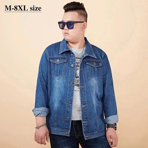 Herrjackor storlek plus 5xl 6xl 7xl 8xl denimjacka 2024 Autumn Coat Classic Design Lapel Fashion Casual varumärke