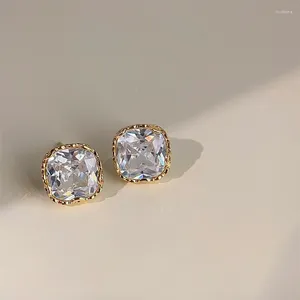 Studörhängen 2024 Korean Big Crystal Zircon for Women Fashion Gold Color Metal Earring Jewelry Gifts grossist