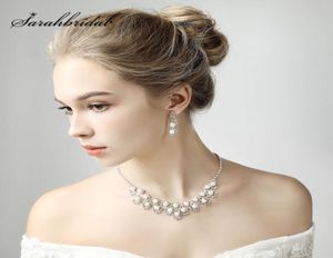 Mode bröllop brud smycken set party halsband örhänge smycken set strass simulerade pearl smycken tillbehör 150363065749