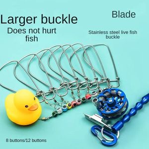 LXIN Buoyancy String Fish Stringer with Foam Float Buckles Stainless Steel Large Hooks Lock Wire Rope 47M Fishing Equipment 240313