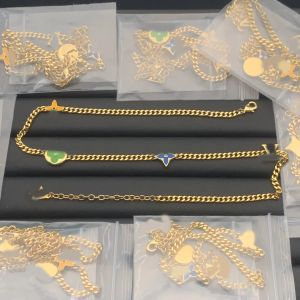 Kadınlar Lüks Tasarımcı Yonca Yıldız Emaye Charm Chokers Çift Katmanlar Zincir Altın Gümüş Altın Kaplama Paslanmaz Çelik Kolye Moda Jewerlry Düğün Toptan