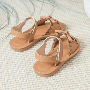 Girls Sandals 2024 Summer Girls Bow All Match Shoes for Children Casual Beach Shoes 240229