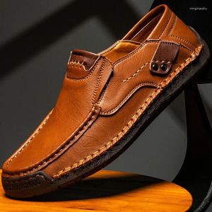 Scarpe casual da uomo in pelle di grandi dimensioni stile britannico fatte a mano da lavoro mocassini con testa tonda Sapato Masculino