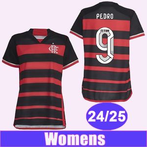 24 25 Flamengo Frauen Fußballtrikots PEDRO ERICK VARELA L. ARAUJO THIAGO MAIA LEO PEREIRA FABRICIO GERSON ALLAN VICTOR HUGO Heimfußballtrikots