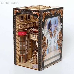 3D Buzzles DIY Book End Puzle Kids Wooden Bookend Buzzle Mini Dollhouse 3D Deco Selfingsmbly Model Toy Puzzele Gift for 6 7 Yares ابنة 240314