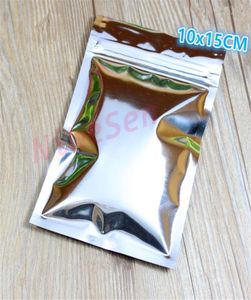 10x15cm100pcslot X Silver plating Aluminium foil Zip Lock bags Mylar foil plastic pouches resealable zipper clip grip seal Foo1829393