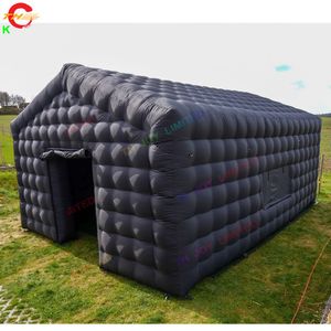 Outdoor-Aktivitäten, 10 m L x 6 m B x 4 m H (33 x 20 x 13,2 Fuß), kostenloses Luftschiff, kommerziell, schwarz, tragbares, mobiles Nachtclub-Zelt mit LED-Disco-Beleuchtung, aufblasbares Würfel-Partyzelt