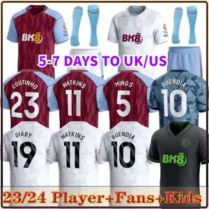 23 24 DIABYSoccer Jerseys Kids Home 2023 2024 AsTOn VilLaS Football Shirt Away third Camisetas MINGS McGINN BUENDIA WATKINS BAILEY KAMARA DOUGLAS LUIZ