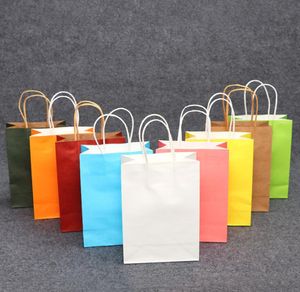 Multifunktion Paper Bag Kraft Paper Presentväska Kopplingspåsar med handtag 21x15x8cm2098682
