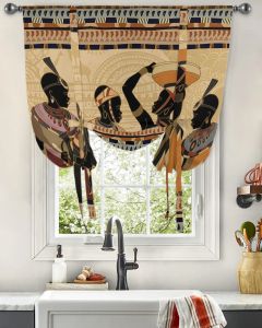 カーテンエスニックスタイルアフリカン女性リビングルームのための黒人女性の窓カーテン家の装飾ブラインドドレープ