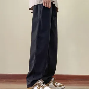 メンズパンツソリッドカラーメンズスウェットパンツ日本スタイルの弾性ドローストリングポケット付き厚いだぶだぶの仕事のズボン