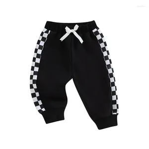 Hose Kleinkind Baby Jungen Jogginghose Checkerboard Patchwork Elastizier Jogger Hosen lässig für geborenes Kind