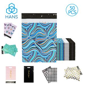 الأظرف Poly Mailer 50pcs Plastic Package Wholesale Dropship Courier Courier Courier Courier for Cloth Bag for Pack Budge Design Pattern